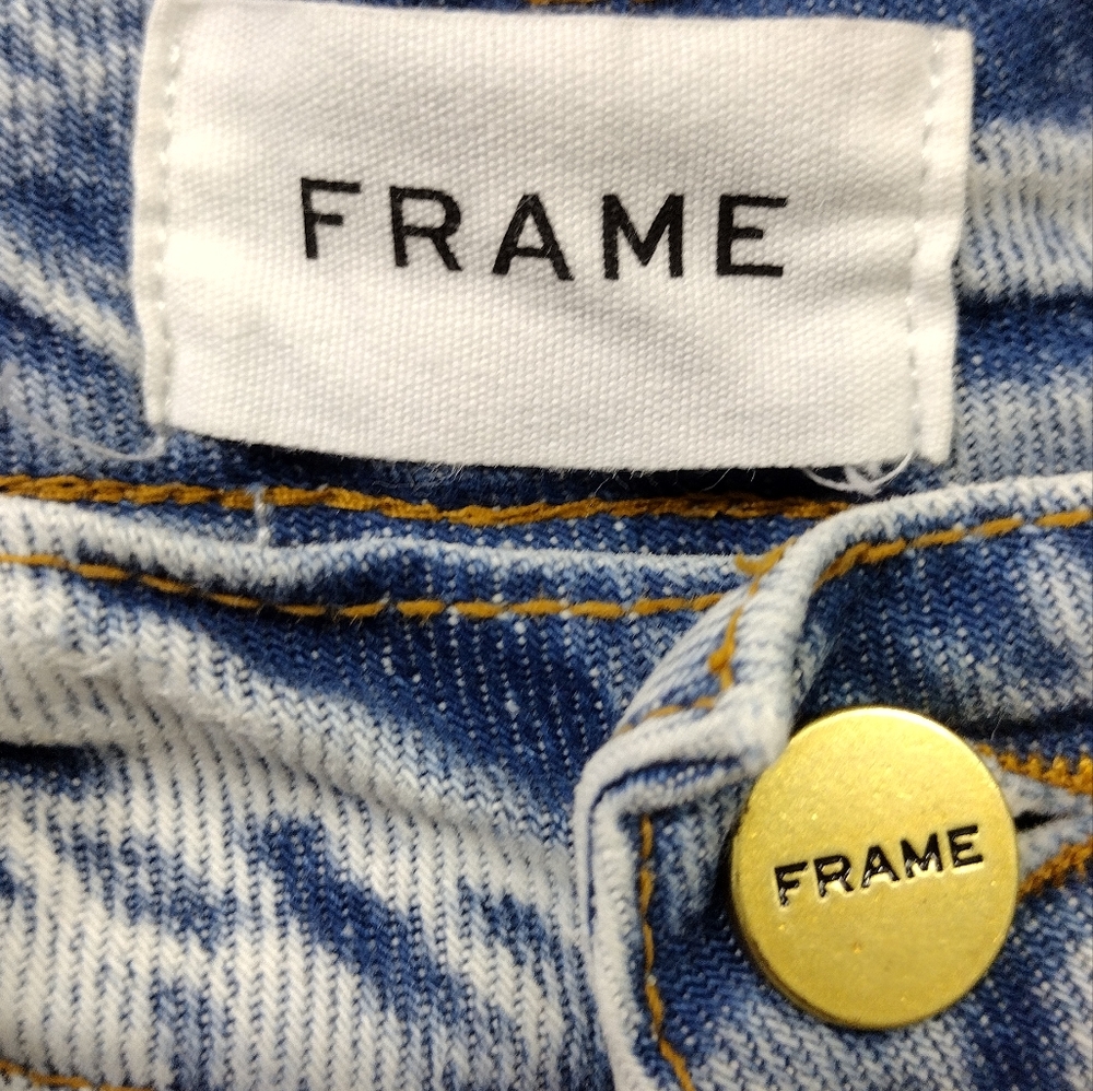 Frame Denim Le Original High Rise Slim Straight Leg Jeans 23 Blue Boho Retro - Picture 9 of 12
